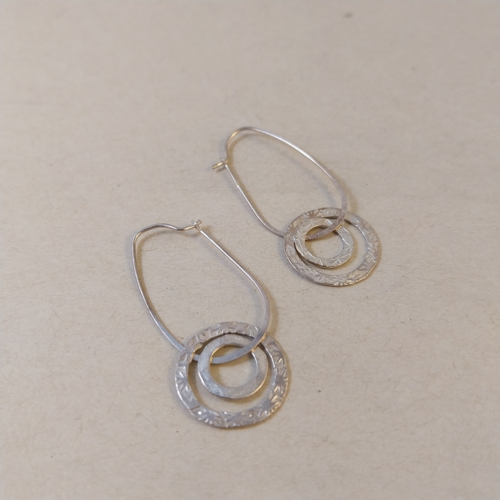 Vintage Sterling Silver Hoop Earrings - Picture 5 of 12